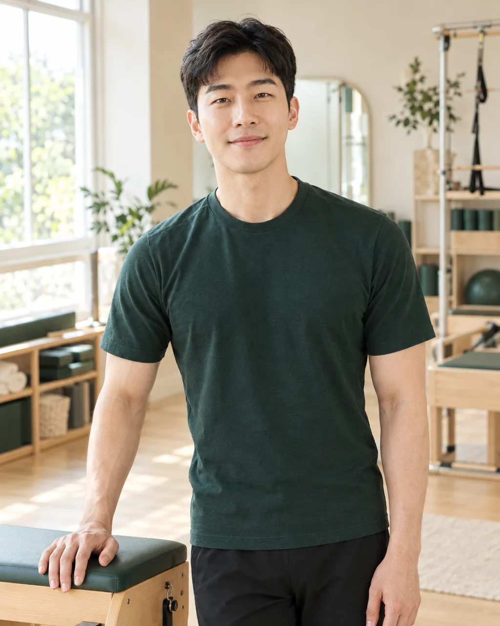 원목 체어에 손을 짚고 선 박도윤 강사